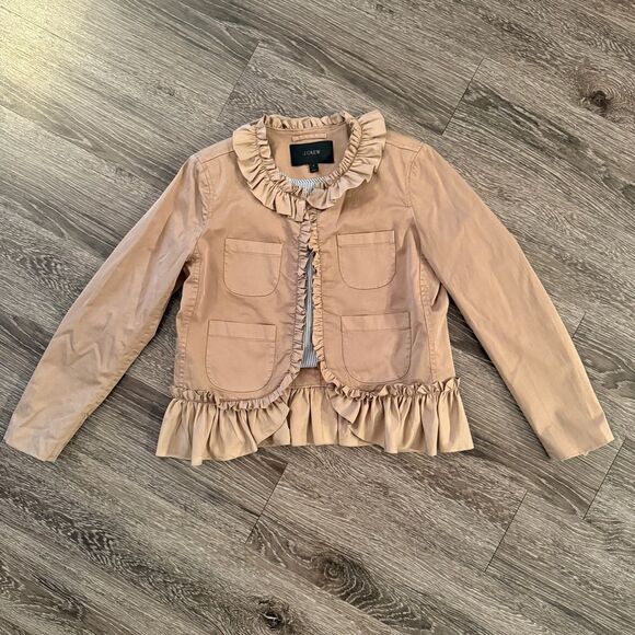 J. Crew Jackets & Blazers - J. Crew Tan Ruffle Chino Jacket